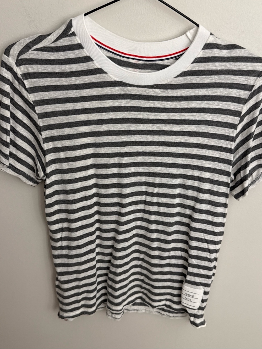 Gray & White Striped Crewneck Tee